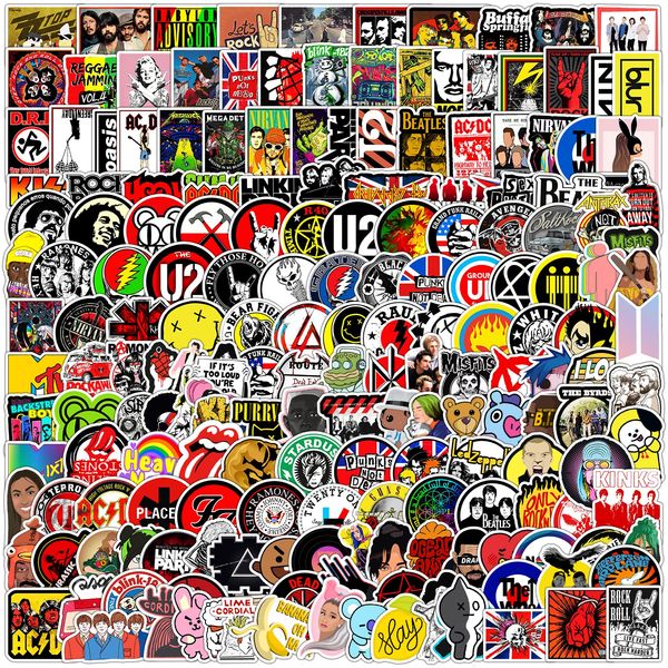 200 Piece Rock & Roll Sticker Set, Waterproof Lock, Suitable for Suitcases, Motorcycles, Helmets, etc