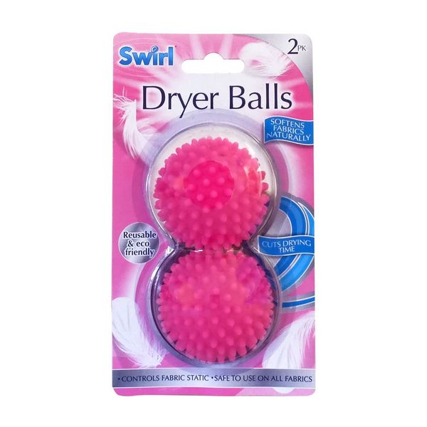 Swirl Fabric Softening Tumble Dryer Balls - Pink - 2 Pack