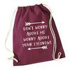 Flox Creative Maroon Drawstring Bag Don't Worry About me Worry About Your Eyebrows