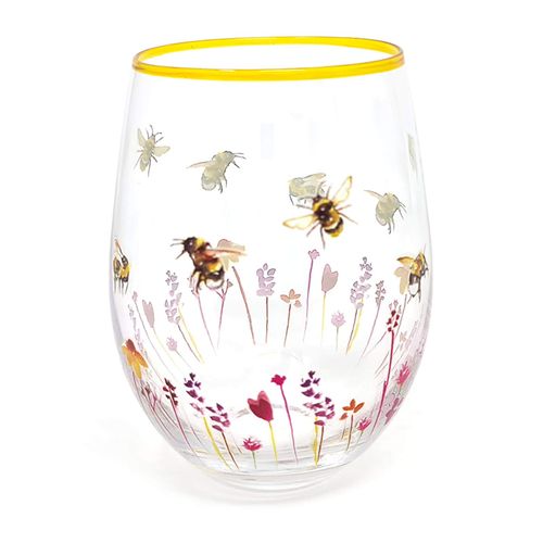 Busy Bees Stemless Gin Cocktail Glass Tumbler
