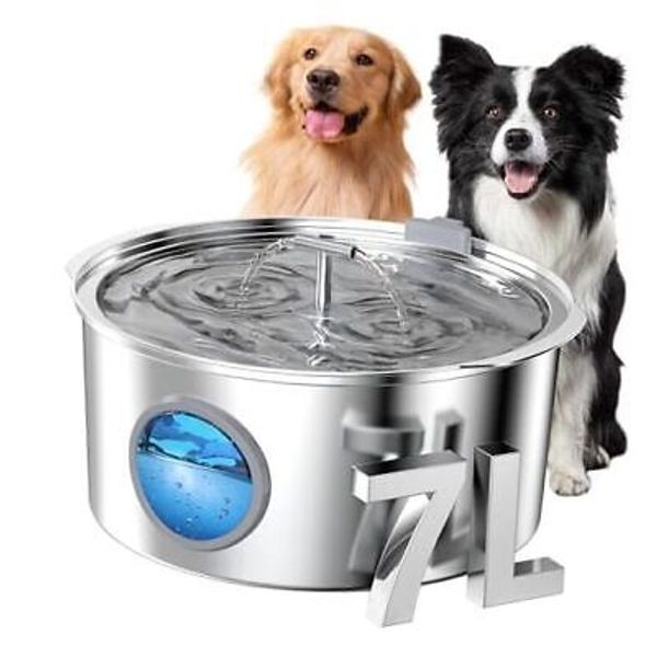 Dog Water Fountain for Large Dogs: 1.8Gal/7L Dog Dog Fountain Stainless Steel