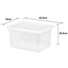 Wham 3 x 5X 24 Litre Clear Plastic Stacker Box Large Storage Box with Lids