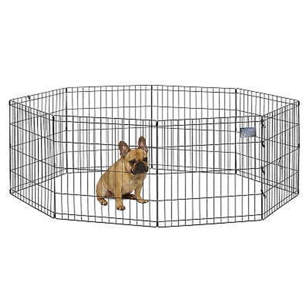 Foldable Metal Exercise Pet Dog Playpen Without Door, 24" High