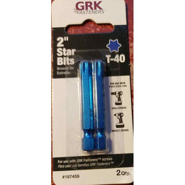 GRK  Bits Carded T-40 2-Inch 2 Bits Per Card, Blue (PEG G-1)