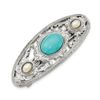 Solid Silver-Tone Acrylic Turquoise and Pearl Hair Barrette 3"