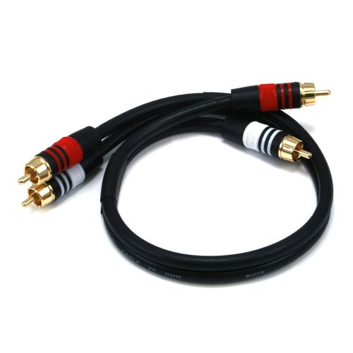 Monoprice 1.5ft Premium 2 RCA Plug/2 RCA Plug M/M 22AWG Cable - Black