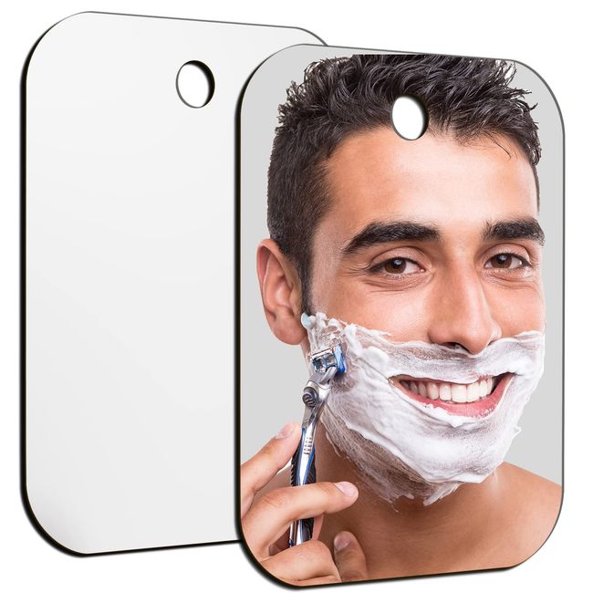 Shower Mirror Fogless for Shaving,8"x6"Medium Mirror for Wall Hanging,Frameless Portable Camping Travel Mirrors,Unbreakable Handheld Locker,Makeup Plastic,Anti Fog Free Shave Proof,Bathroom