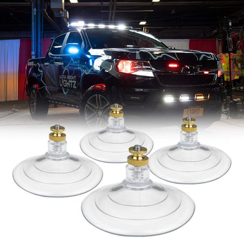 Ultra Bright Lightz Large Threaded Replacement Suction Cups | Dash Light Stick Light Windshield Mount Emergency Vehicle Warning Lights (Set of 4)