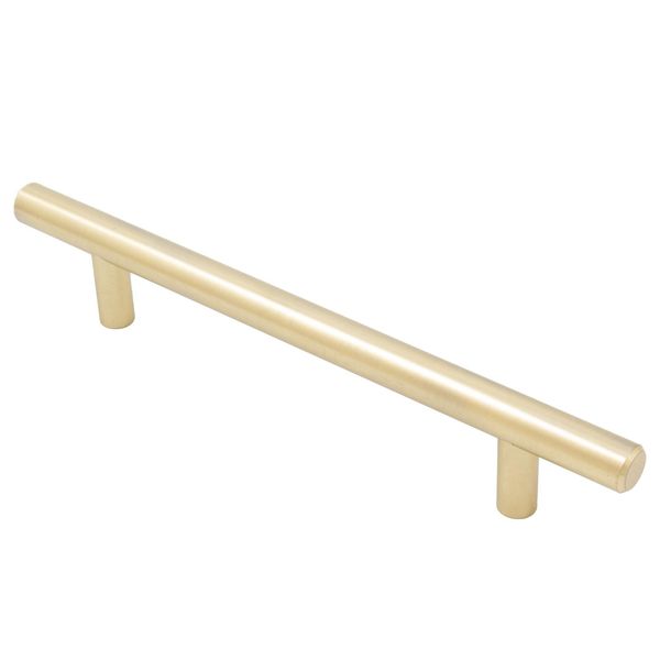 Bar Cabinet Pull, 128 Millimeters, 188mm Overall Length, Satin Brass by Stone Ha