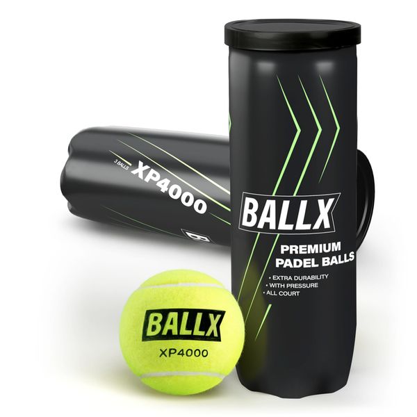 BallX Padel Ball XP4000 mit Innendruck | 3er Dose Paddle Ball mit Filz aus Qualitätswolle | Padel Tennis Ball | Padel Tennis Bälle | Padelbälle Extra Langlebig | Allround Padelball für alle Beläge