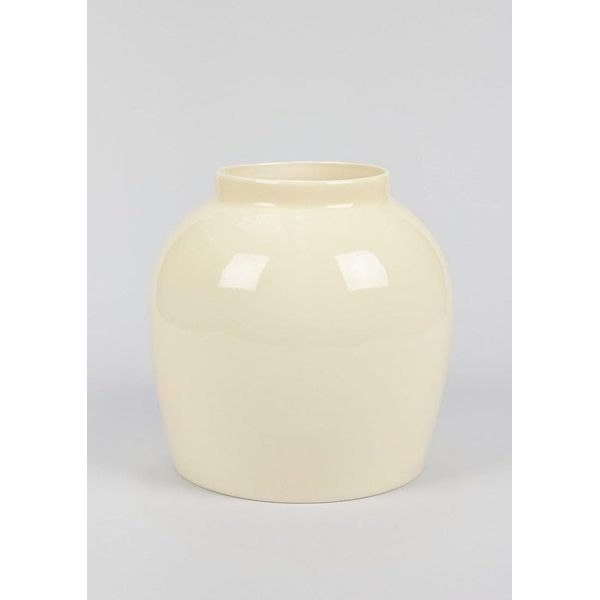 Afloral Large Tabletop Cream Glossy Ceramic Vase - 10.5"