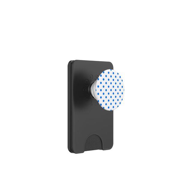 Cute White and Blue Polka Dot Pattern Minimalist Graphic PopSockets PopWallet for MagSafe