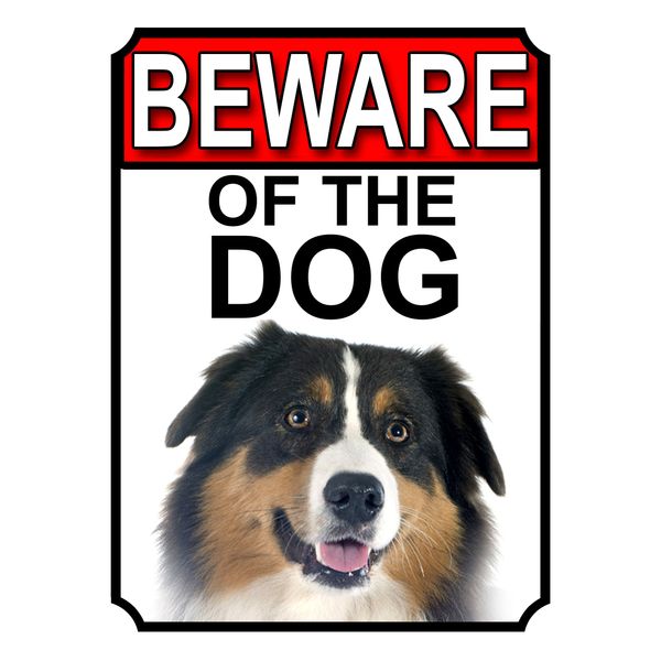 BEWARE OF THE DOG METAL GATE SIGN AUSTRALIAN CATTLE DOG 200MM X 150MM (1108H1)