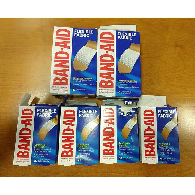 6 PK: Bandaid Flex Fabric (2) 10ct ea Extra Large & (4) 30ct ea Regular DAMG E3C