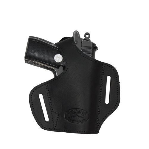 Barsony Black Leather Pancake Gun Holster for Colt 380 Mustang Pony Right