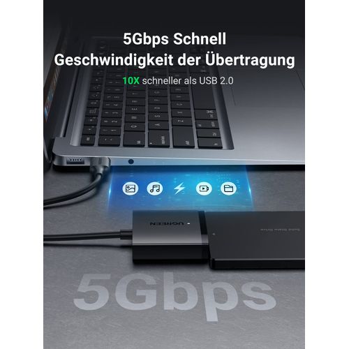 UGREEN SATA Adapter USB 3.0 External Hard Drive UASP SSD HDD SATA III Compatible with 2.5 Inch Like Crucial MX500 2.5 Inch SSD