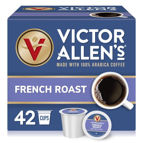 Victor Allen's Coffee French Roast, Dark Roast, 42 Count, Single Serve Coffee Pods for Keurig K-Cup Brewers