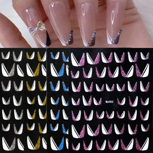 JMEOWIO French Adesivi Unghie Nail Art 8 Fogli Stickers Unghie Autoadesivi Decorazioni Unghie Nail Art Disegni