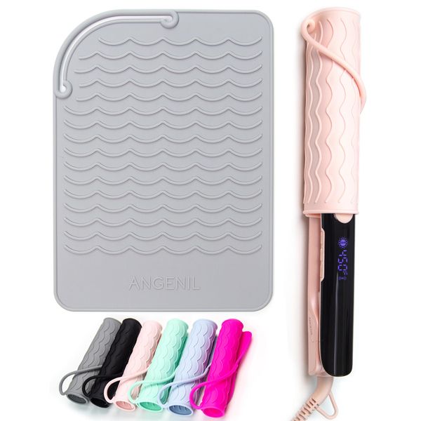 ANGENIL Silicone Heat Resistant Mat for Curling Tongs, Heat Proof Mat for Hair Straighteners, Hair Straightener Holder Mat, Hair Styling Appliances Hot Hair Tools Heat Resistant Mat, 23cm x 17 cm