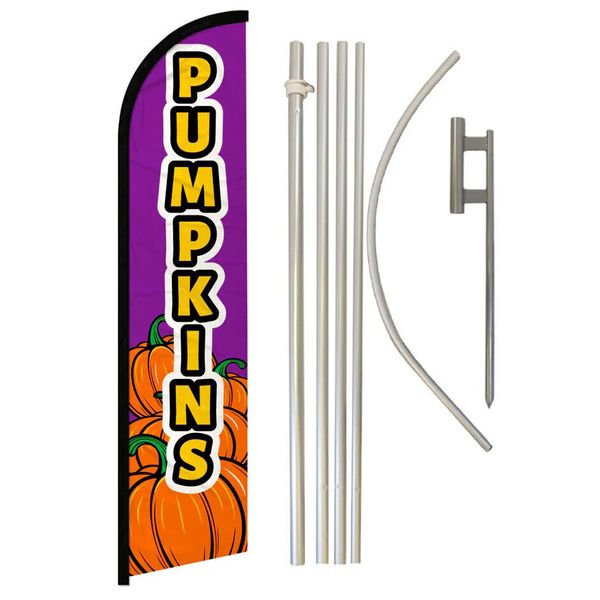Pumpkins (Purple) Windless Banner Swooper Advertising Flag Kit Fall Pumpkins
