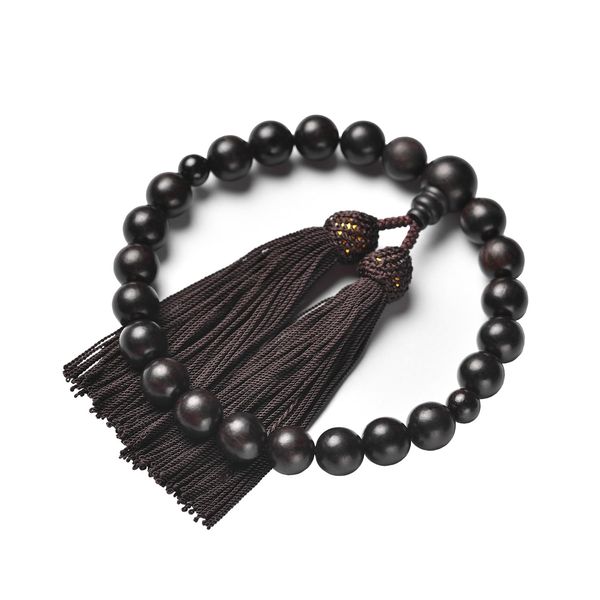 Prayer Beads for Men with Prayer Beads Bag Banded Ebony Polished 22 Beads Pure Silk Head Tassel (Tassel Color: Tan) Suitable for All Sect Exquisite Packaging