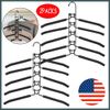 Multi-Layer Clothes Hanger Heavy-Duty Stainless-Steel 5in1 Space Saving 2 Hooks