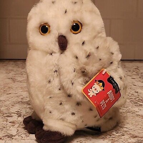 FAO Schwarz White Spotted Owl Plush Toy Realistic Wildlife Animal 9" Like Hedwig