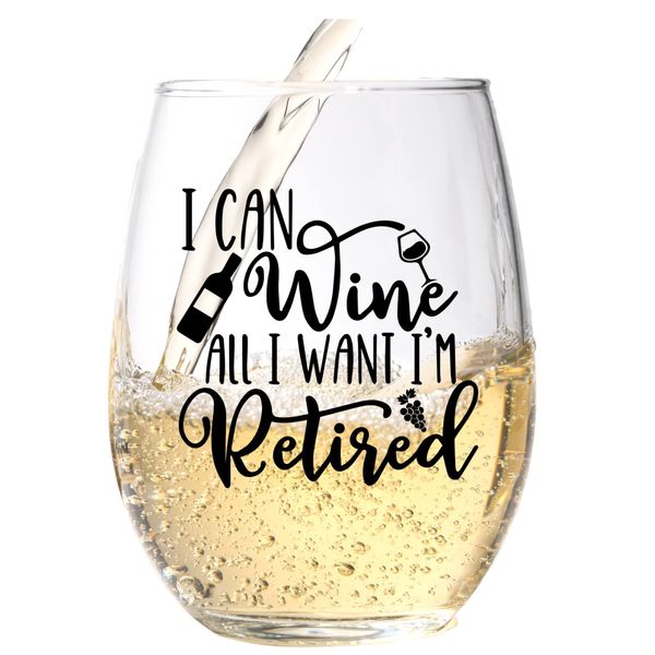 Funny Retirement Gift Wine Glass For Women - Humorous Gifts For Retired Coworkers - Unique Wine Glass With Funny Saying - Happy Retirement Gifts