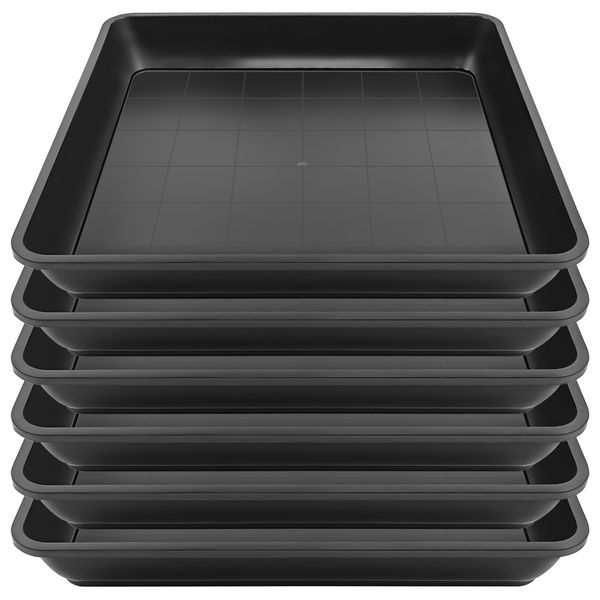 Sibosen 6 Pack Square Plant Saucer,30 cm 12 Inch Plastic Plant Water Drip Tray,Flower Pot Saucers,Square Planters for Indoors and Outdoors No Holes Plants Garden Saucer for Plant Pots Black