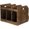 Rustic Burnt Brown Wood Office Document Folder Binder Storage Organizer Rack