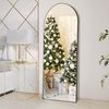 64″ Standing Full Length Arched Mirror Aluminum Frame Hanging Leaning Mirror