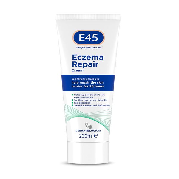 E45 Repair Cream 200 ml to Treat Symptoms of Eczema – Soothe and Hydrate Very Dry and Itchy Skin – Emollient Cream with Omega 3 Fatty Acids - Dermatologically Tested