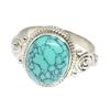 Shanya Sterling Silver Ethnic Ring Turquoise Howlite Size K