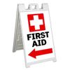 First Aid Left Arrow (24" X 36") Standard A-Frame Signicade, Includes Decal Applied to Stand