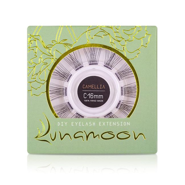 Lunamoon DIY Cluster Wimpern Einzeln Wimpern für Wimpernverlängerung DIY Individual Lashes Wimpernbüschel Individuelle Falsche Wimpern Cluster Lashes DIY Wimpernverlängerung (Camellia-16mm)