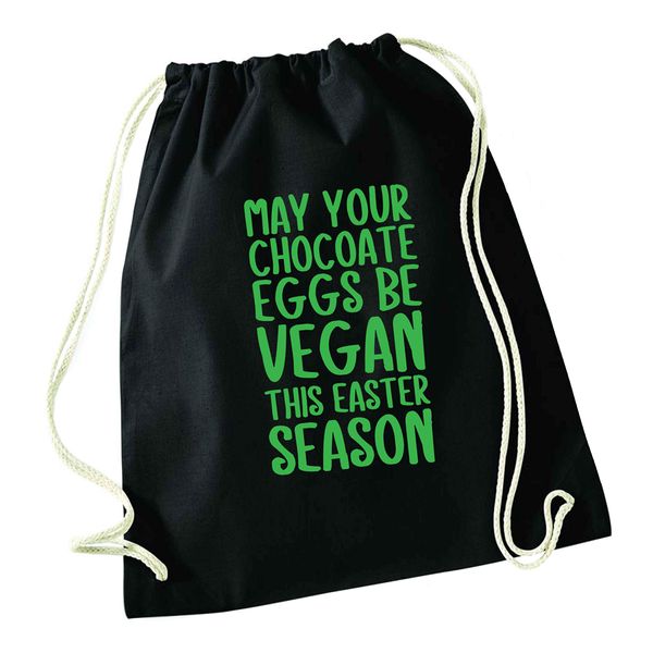 Flox Creative Black Drawstring Bag Chocolate Eggs be Vegan this Easter Season