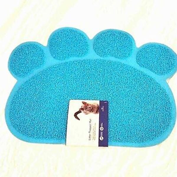 PAW FLOOR Cover MATT Pet Cat Litter Trapper Food Bowl SKY BLUE Textured