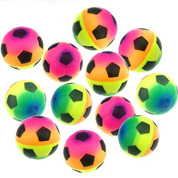 Akusety Mini Sports Stress Balls Rainbow Soccer Balls Fun, 12-Pack Foam Ball 2.5” Relaxable Stress Relief Squeeze Balls