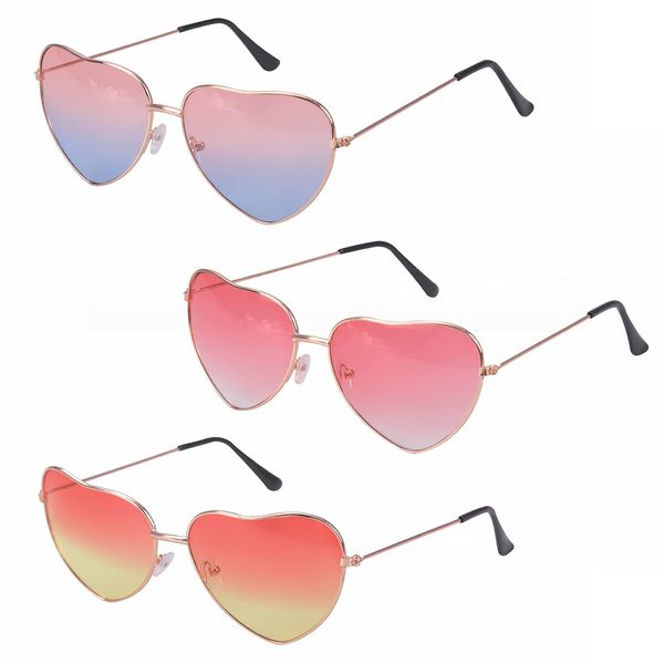 Fvomye 3 Pieces Heart Shape Hippy Specs Glasses Hippie Sunglasses Funny Glasses 60s 70s Carnival Hippie Party Decoration Glasses