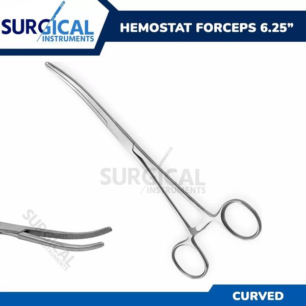 6.25" Curved Hemostat Forceps Locking Clamps Stainless Steel German Grade