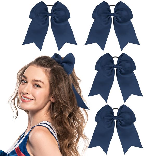 Lvefyti 4 Stück Schleife Haare,Haarschleife Damen,Schleife Haargummis Große 8 Zoll Schleife Haarschmuck Haarband Haargummi Schleife für Cheerleader Teen Schulmädchen Damen Mädchen(Marineblau)