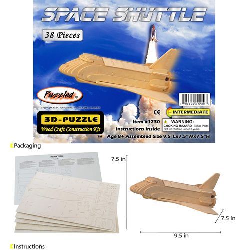 Puzzled 1230 3D Puzzles - Space Shuttle, One Size, Tan (Pack of 38)