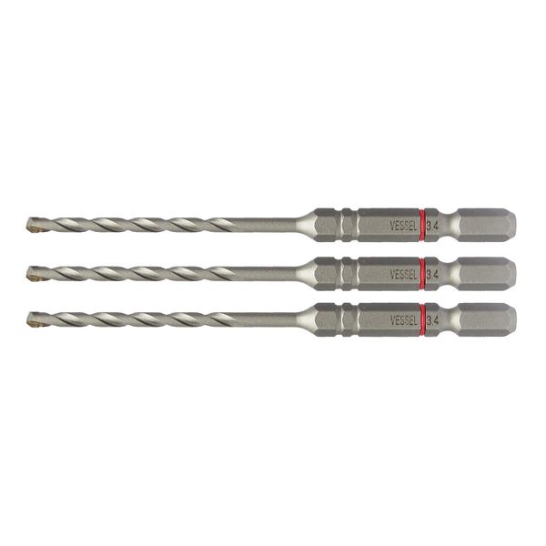 VESSEL ACD-3S-3.4 Concrete Drill Bit Set, Cushion Drill 0.13 inches (3.4 mm), Pack of 3