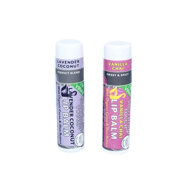 Soothing Touch Lip Balm Combo 2 Pack - Lavender Coconut & Vanilla Chai