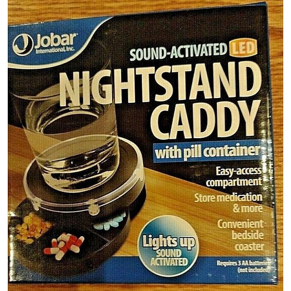 LED Lighted Pill Holder  Nightstand Caddy with Pill Storage Sound Activated
