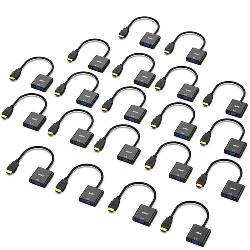 BENFEI HDMI to VGA, 20 Pack, Gold-Plated HDMI to VGA Adapter (Male to Female) for Computer, Desktop, Laptop, PC, Monitor, Projector, HDTV, Chromebook, Raspberry Pi, Roku, Xbox and More - Black