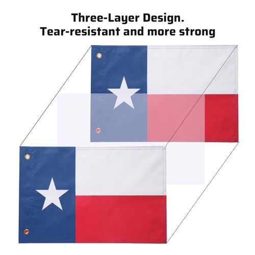 Ehaho 2PCS Double Sided Printing Texas Flags for Whip Lights or Texas Flag Poles, Whip Light Texas Flags for UTV ATV Can-Am Polaris RZR SXS (16.7" x 12")