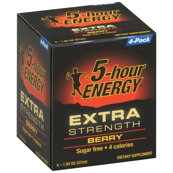 5-Hour Energy Extra Strength Dietary Supplement, Berry, 4 Count