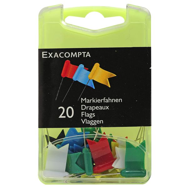 Exacompta 14099E 20er Pack Markierfahnen aus Polystyrol Spitze 16 mm im Blisterbox forbig sortiert