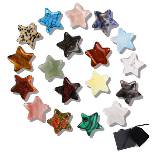 Aitsite 18 Piece Star Crystal Stones Healing Crystals and Gemstones Chakra Crystals Set for Meditation Balancing and Decoration